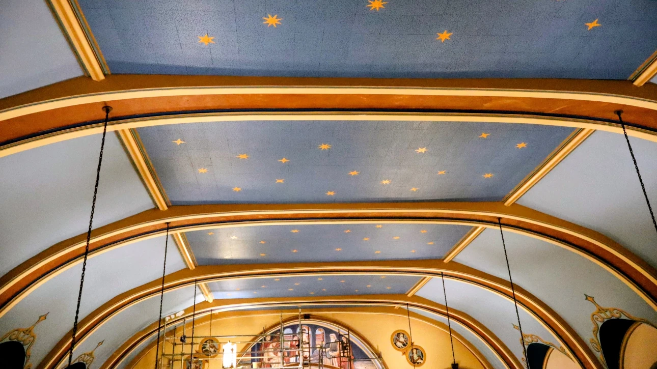 Interior sanctuary painting at St. John the Evangelist Church